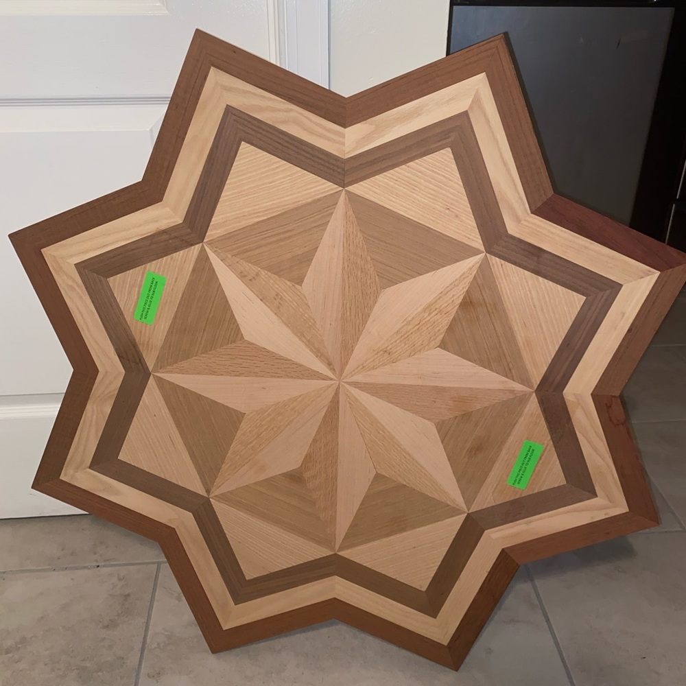 Beautiful Star Shaped Wooden Floor Medallion Inlay